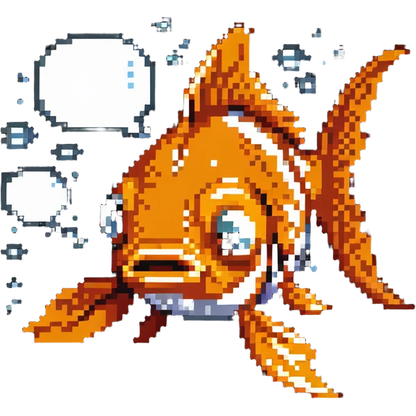 goldfish with surprised expression and tiny bubbles emoji