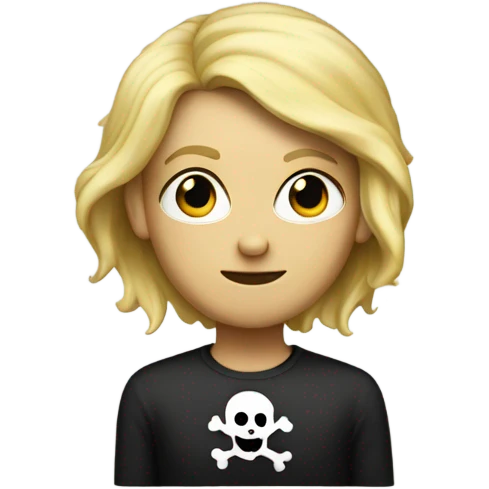 A figure on a skull and crossbones monture with blond hair
 emoji