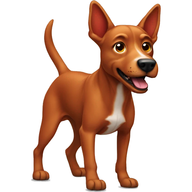 solid red dog with pointed ears running emoji