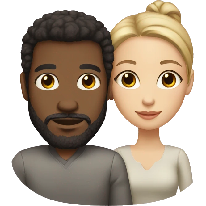Couple black man with beard and very light skinned woman emoji