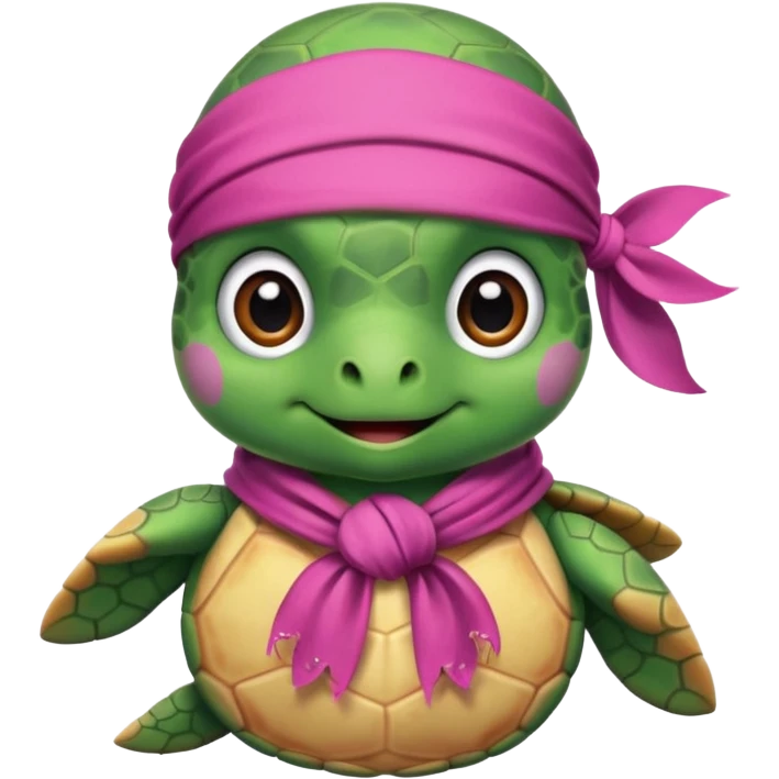 cute sea turtle wearing a pink pirate scarf emoji