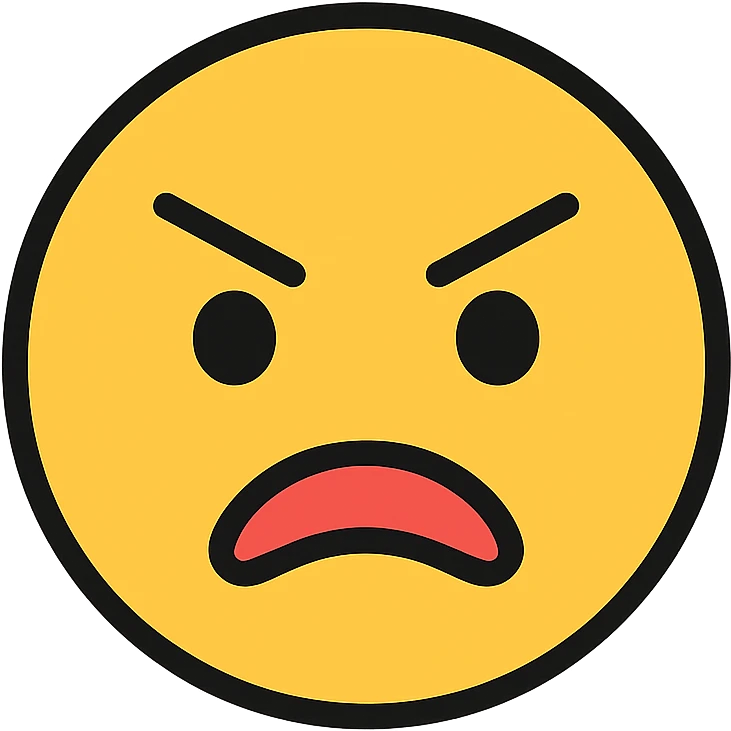 very bad face emoji, angry or sad, furrowed brows emoji