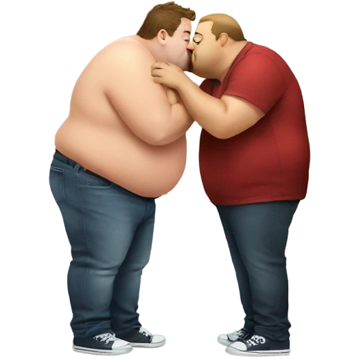 fat guy kissing guy  emoji