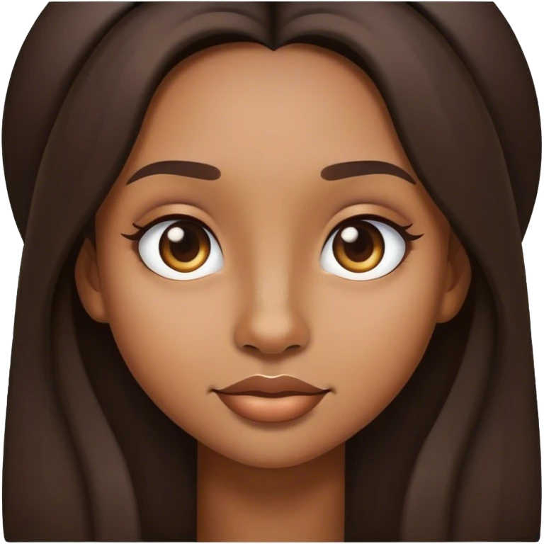 light brown skin girl with dark brown long hair emoji nose emoji