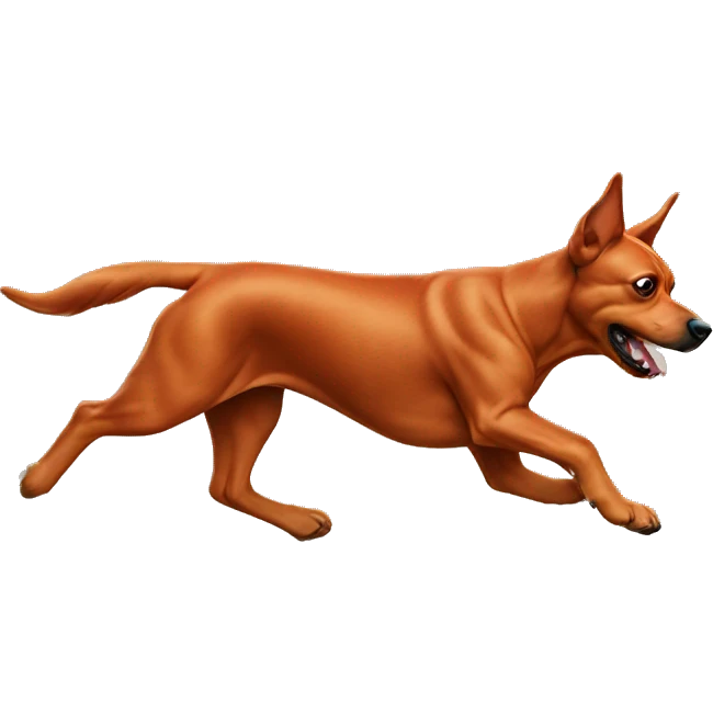 realistic solid red dog with pointed ears running emoji