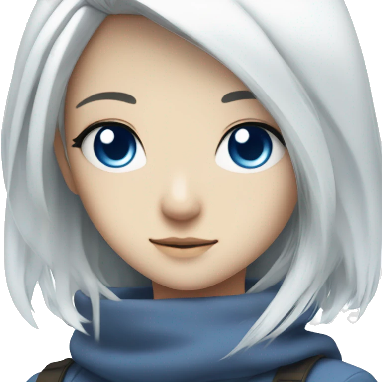 anime white hair girl with blue eyes emoji