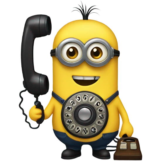 Minion with telephone emoji