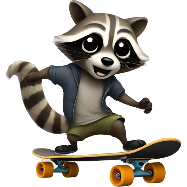 Raccoon on a skateboard  emoji