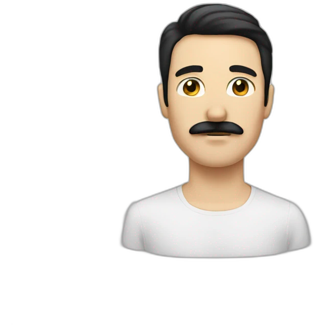 white man with moustache and black hair emoji