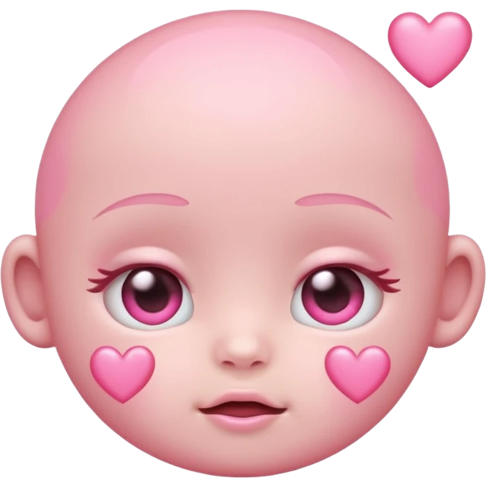 a baby pastel pink love face emoji with pink hearts in the eyes and a glowing baby pink gradient behind it  emoji