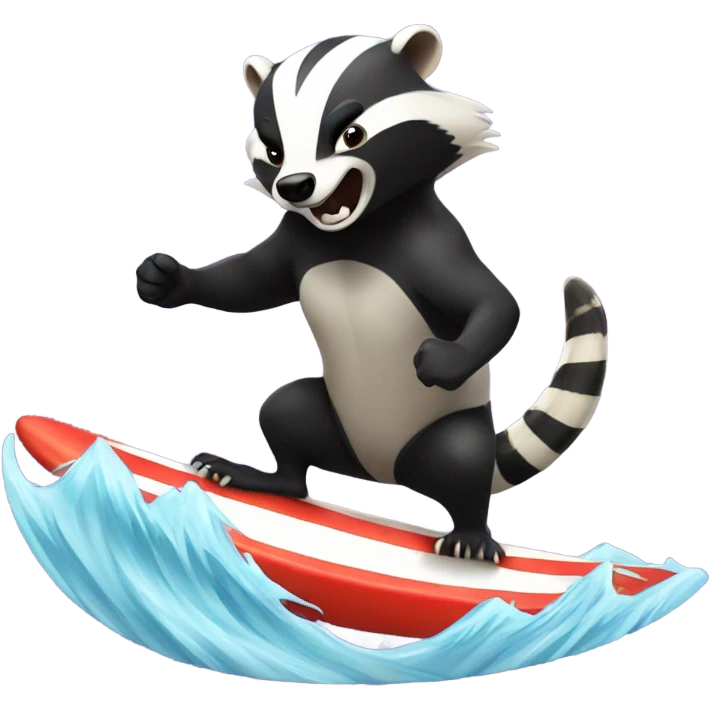 An angry badger surfing emoji