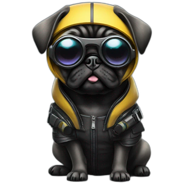 pug with black sunglasses and wearing a cyberpunk suit emoji