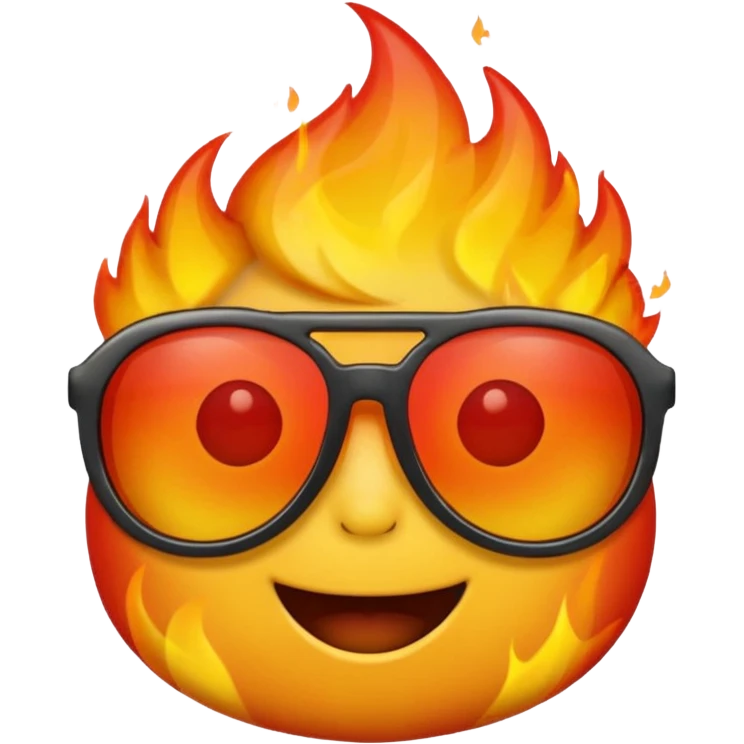 Make a fire emoji with sunglasses emoji