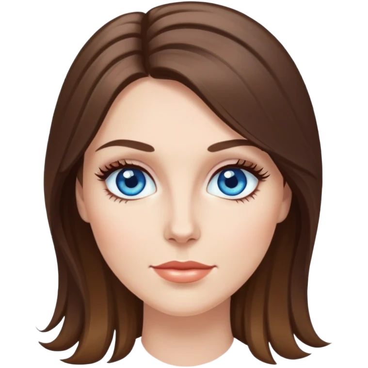 a white woman with brunette hair that has highlights and blue eyes with long eyelashes  emoji