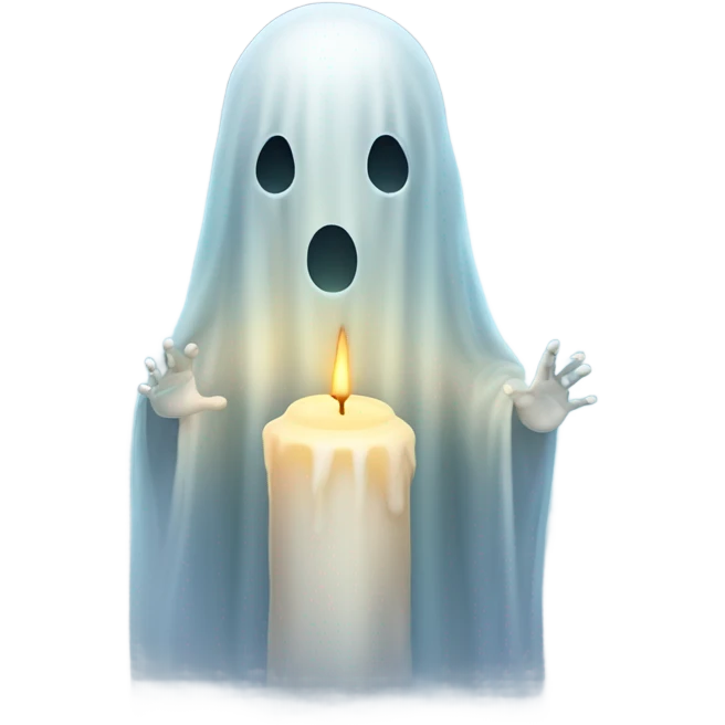 transparent ghost, ethereal with a candle, without shape. emoji