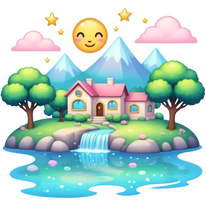 Cute kawaii adorable wholesome sparkly scenery  emoji