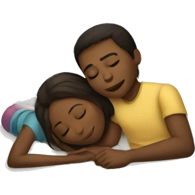 A girl and a boy in the room sleeping on a bed  emoji