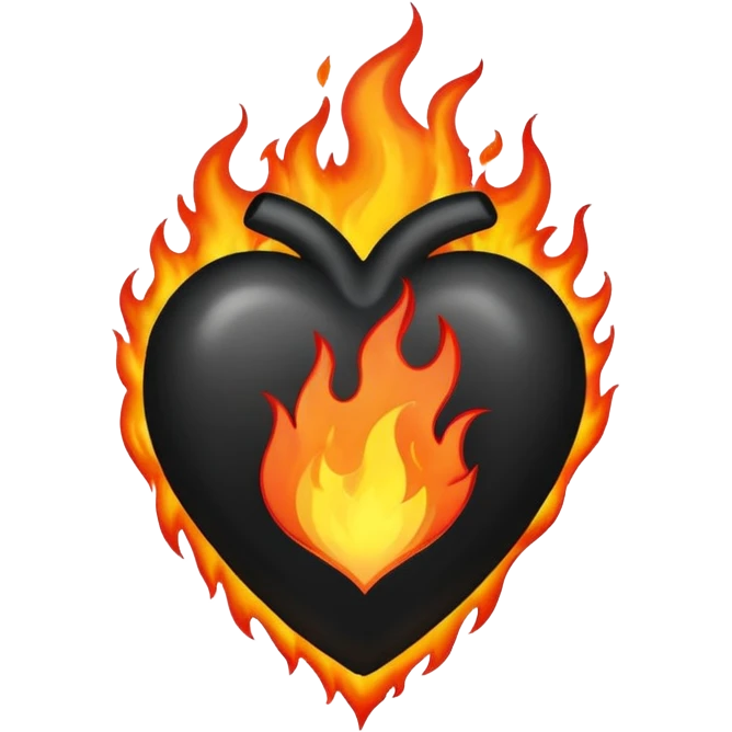 Corazón negro con fuigo emoji