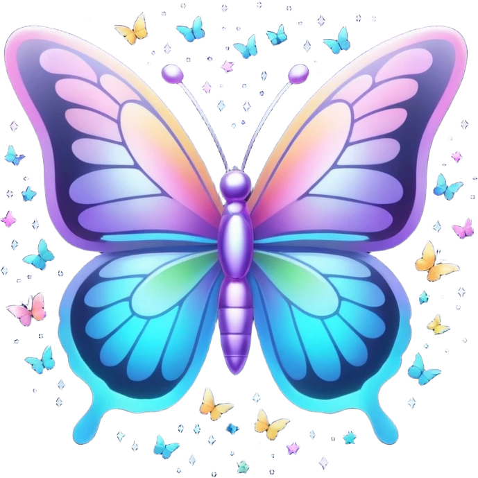 bts logo with butterflies on the logo and flying around it and light sparkles around it all emoji