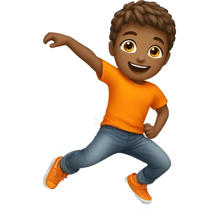 kid dance with orange t shirt  emoji