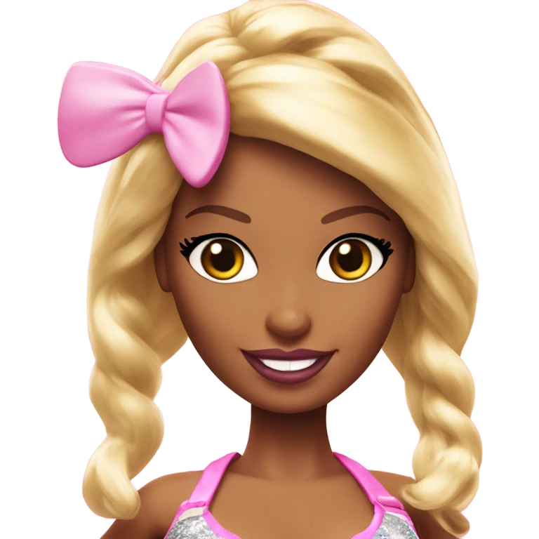 Blonde Go-go dancer Enid Sinclair Barbie,  wearing bunny ears  emoji
