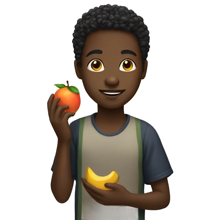 black boy holding a fruit emoji