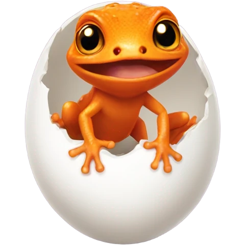 Orange gecko emerges from egg emoji