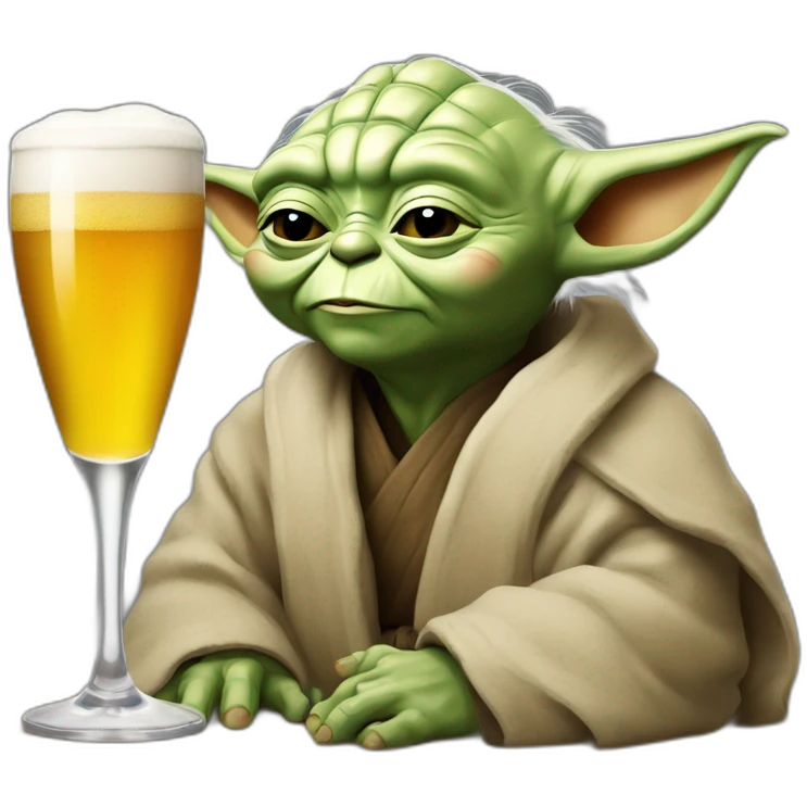 Maître Yoda qui dort avec un chat et une bière une bière emoji