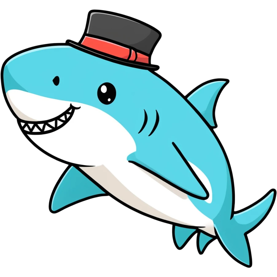 Shark with a top hat emoji
