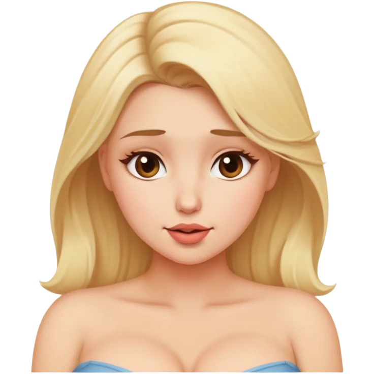 Blonde bimbo with huge tits feels aroused and shyly blushes emoji