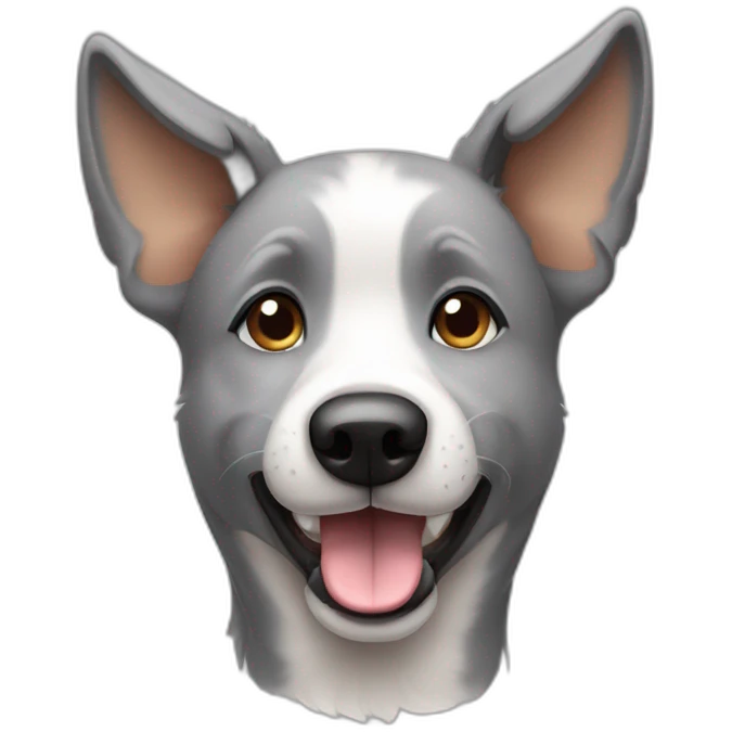 cute gray-white mongrel dog with ears up emoji