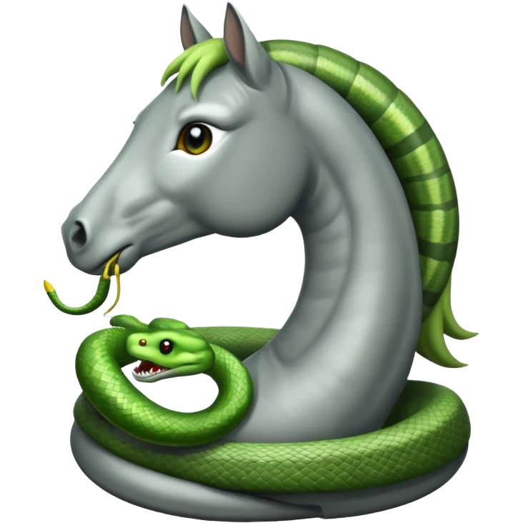 I need a grey horse (or a white one) with a snake emoji