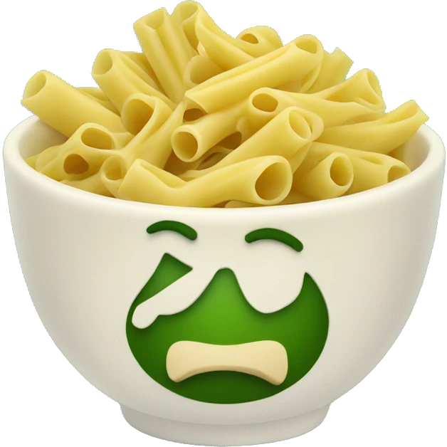 lenguine pasta in a bowl green background emoji