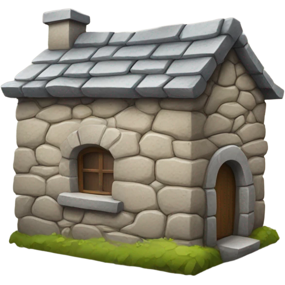 a house made of stone resting on a wall emoji