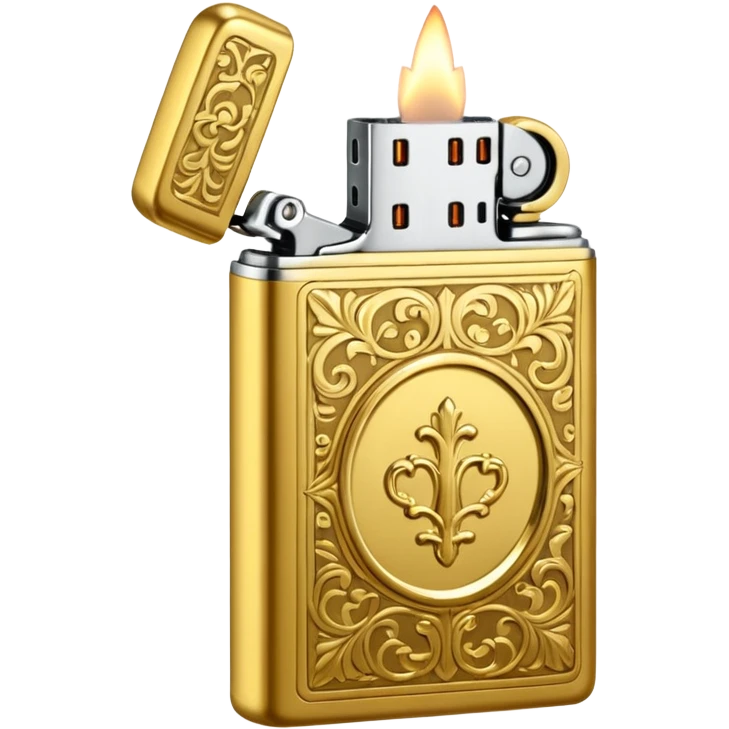 Vintage gold lighter from the Lighter and Princess drama, cinematic lighting, hyper-realistic emoji
