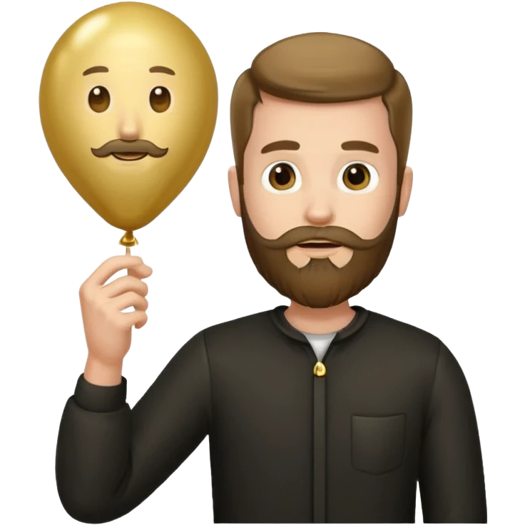 Bearded man hold gold balloon emoji