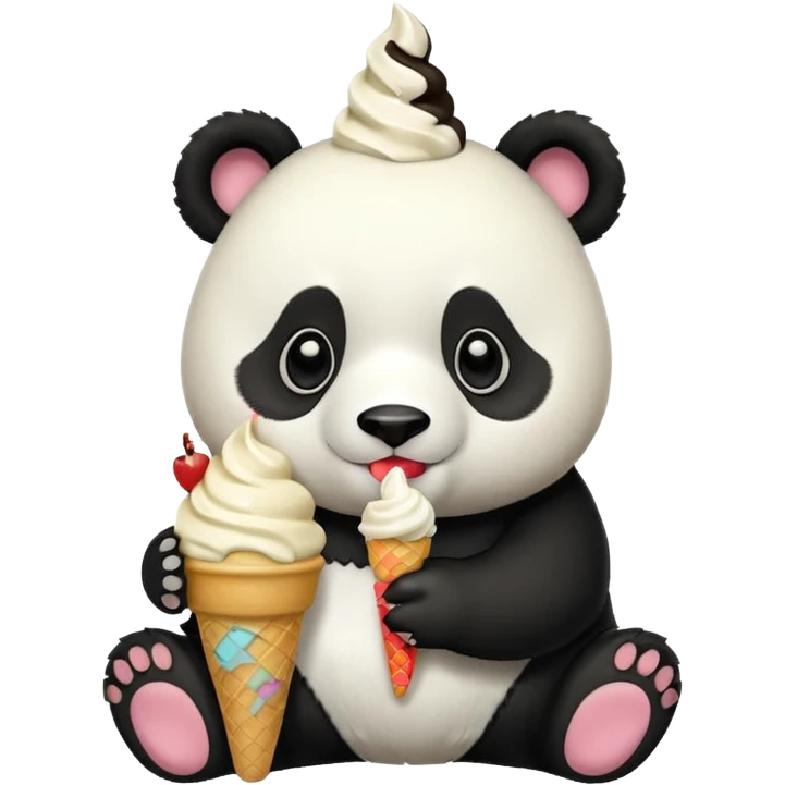 Panda eating ice cream emoji