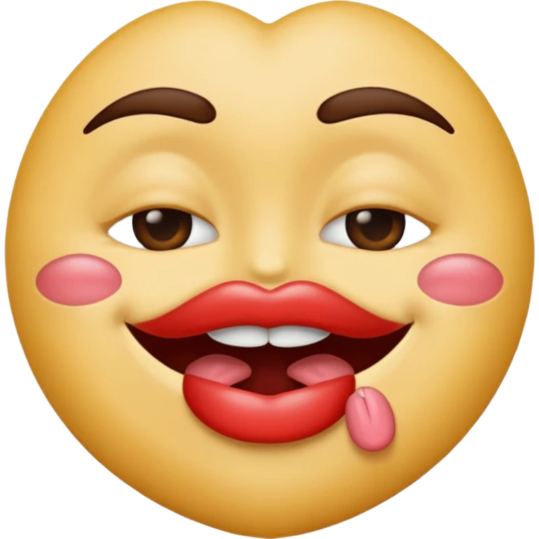 A smooch kiss with a bite on a another emoji's lip emoji