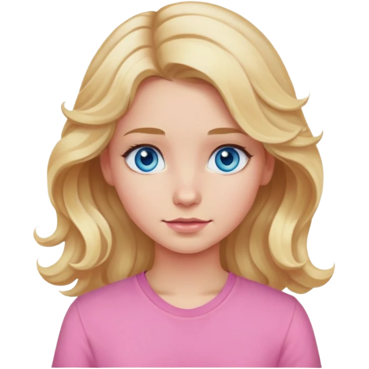 Wavy blonde hair blue eyes pink shirt girl emoji