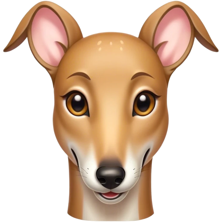 Cinematic Comical Fawn Greyhound Portrait Emoji, Head tilted dramatically with an exaggeratedly amused expression, featuring a striking fawn Fur with subtle elegance, wide, expressive eyes filled with playful disbelief, Simplified yet hilariously expressive features, highly detailed, glowing with a slightly sassy glow, high shine, dramatic yet playful, stylized with an air of cheeky charm, bright and endearing, soft glowing outline, capturing the essence of a spirited and over-the-top racer, so meme-worthy it feels like it could side-eye its way into internet fame instantly! emoji