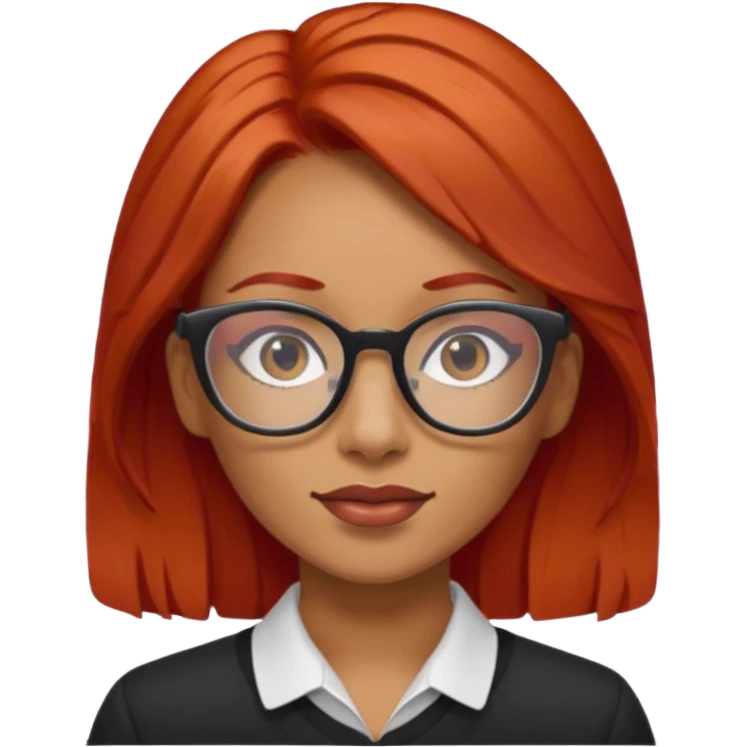 Una mujer con pelo rojo y lentes trigueña emoji