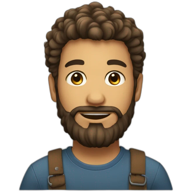 Un garçon avec des cheveux long et une barbe emoji