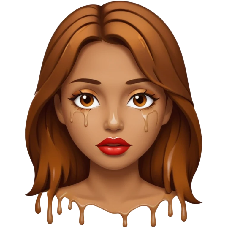 Brown Hair, Woman, white paint drip, face, hot, Sexy, lips emoji