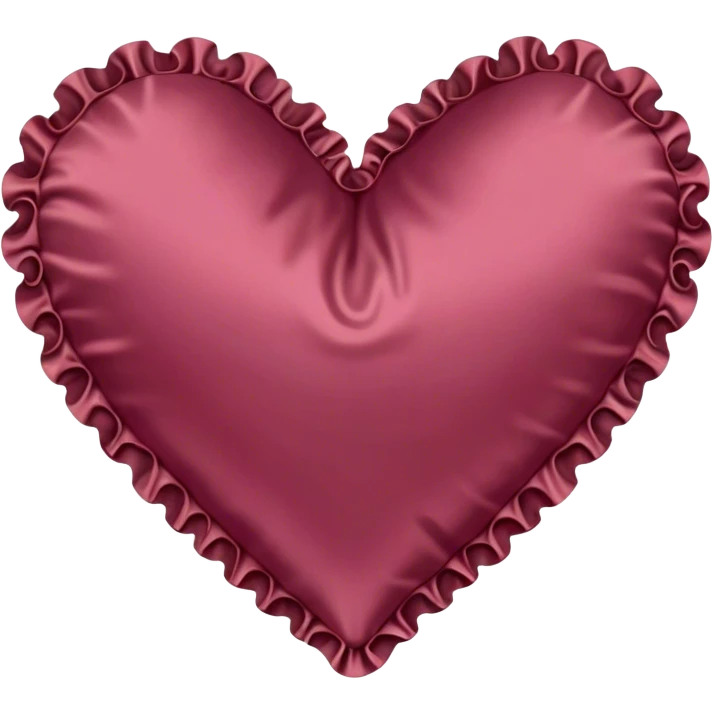 Light burgundy silk heart shaped pillow with ruffles emoji