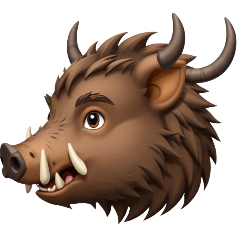 Wild boar face side view with extremely long tusks emoji realistic emoji