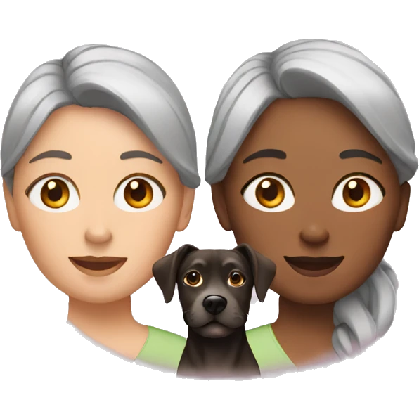 two women with a dog emoji