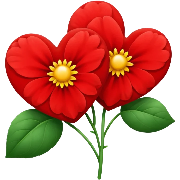 flower with heart-shaped petals and a kiss emoji