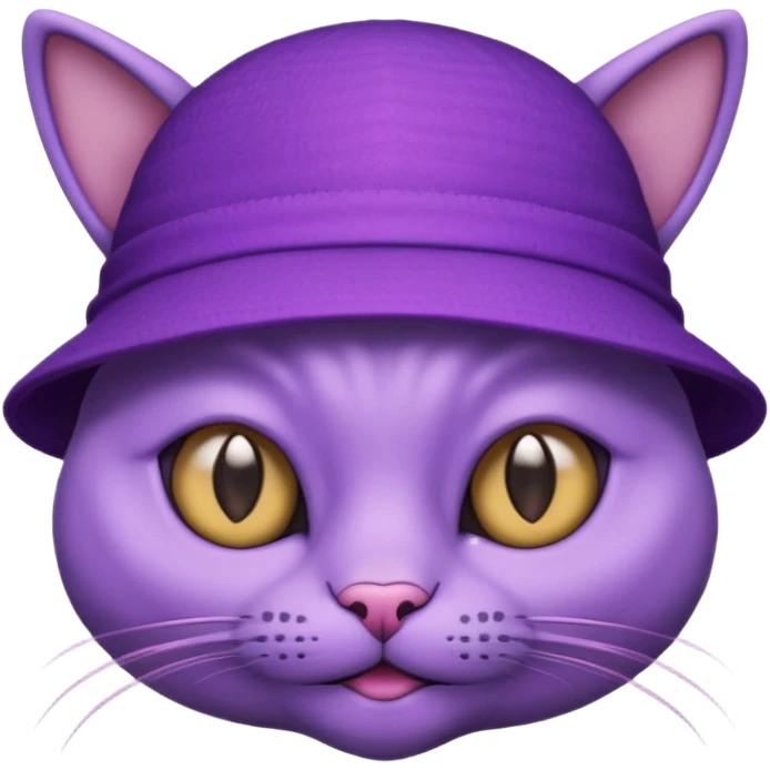 purple alien cat with no fur, and spectacles and hat emoji