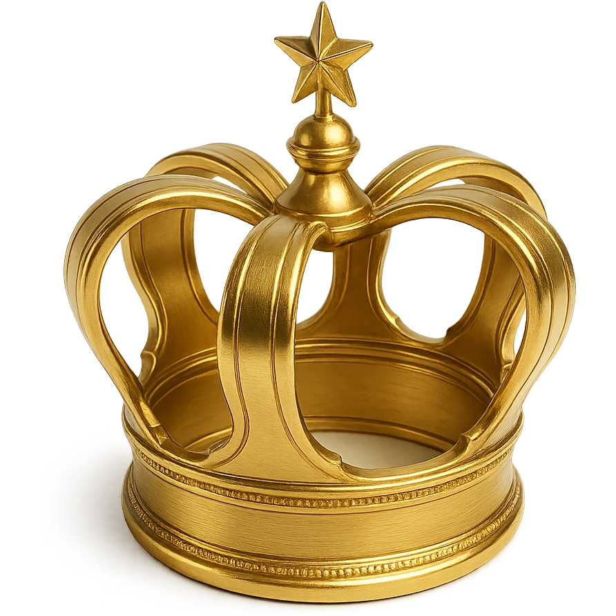 royal crown with a tiny star on top, celebratory and fun, simple cartoon style, thick outline, easy to see when small, perfect for YouTube channel emoji emoji