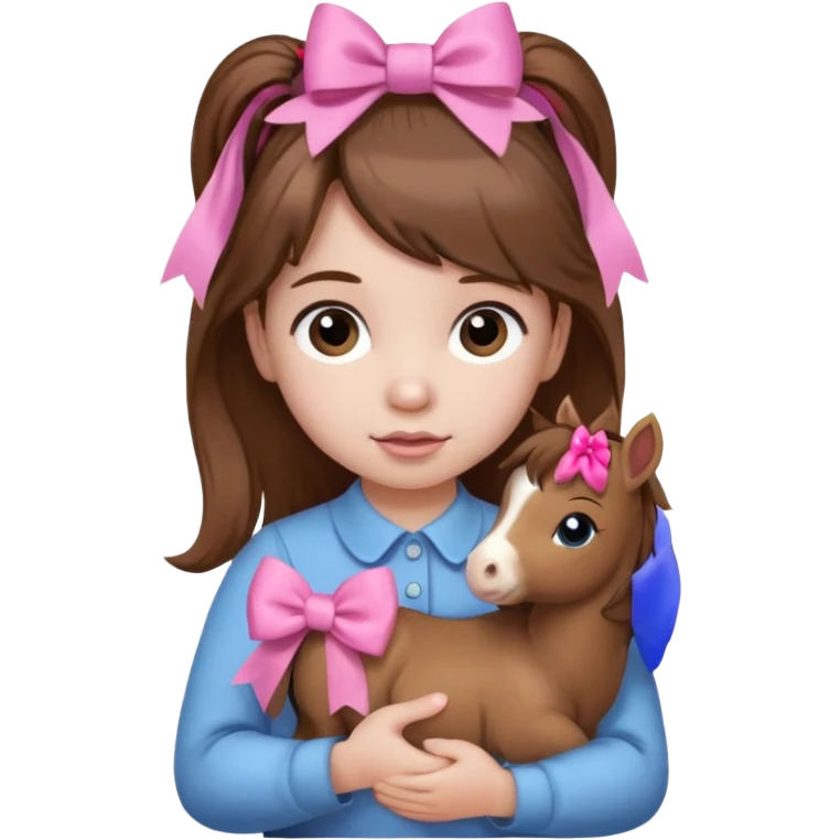 1 year old with brown hair and mini pony held together by one pink bow emoji